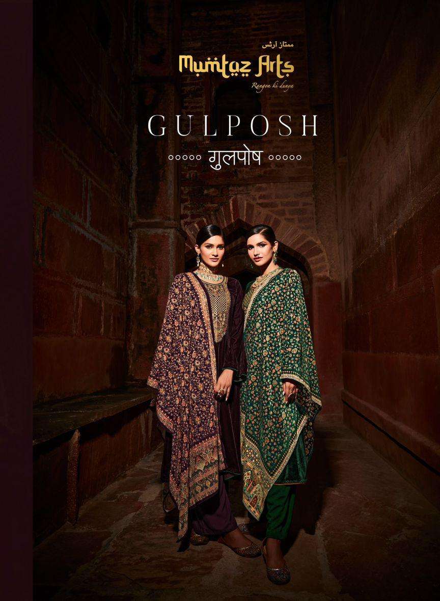 GULPOSH BY MUMTAZ ARTS 10001 TO 10007 SERIES VELVET EMBROIDERY DRESSES