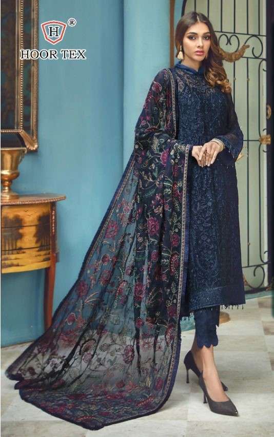 H-22 HIT DESIGN BY HOOR TEX FAUX GEORGETTE EMBROIDERED PAKISTANI DRESS