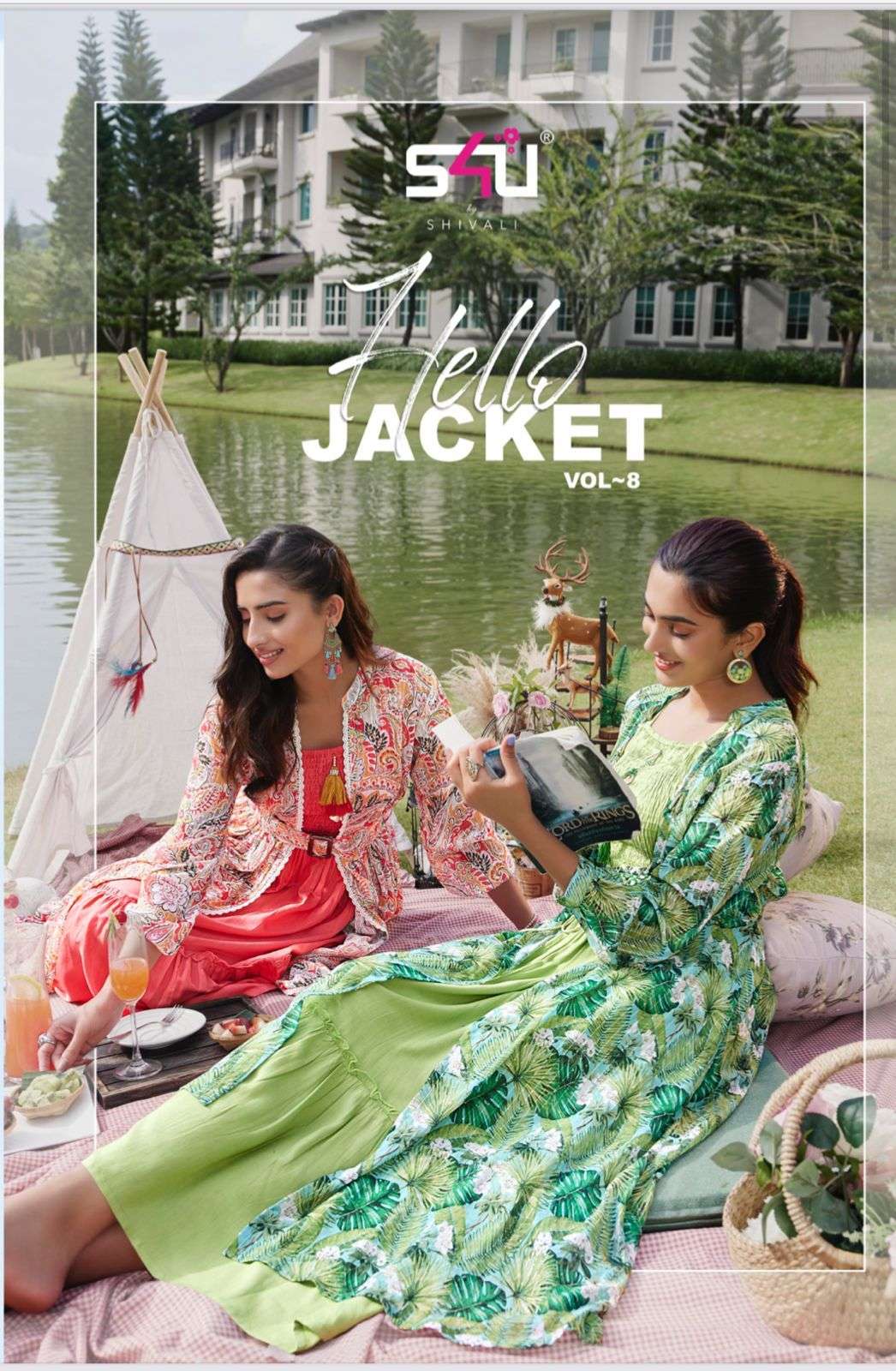 HELLO JACKET VOL-8 BY S4U 01 TO 06 SERIES GEORGETTE SEQUENCE WORK KURTIS