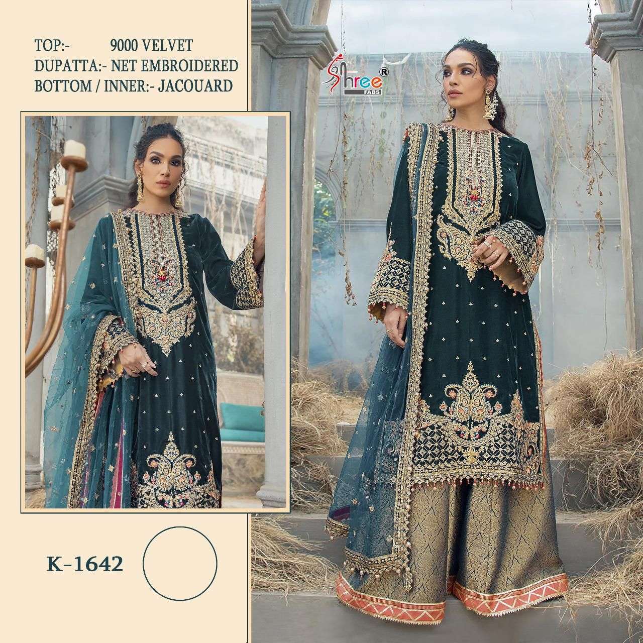 K-1624 & K-1642 HITS BY SHREE FABS VELVET EMBROIDERY PAKISTANI DRESSES