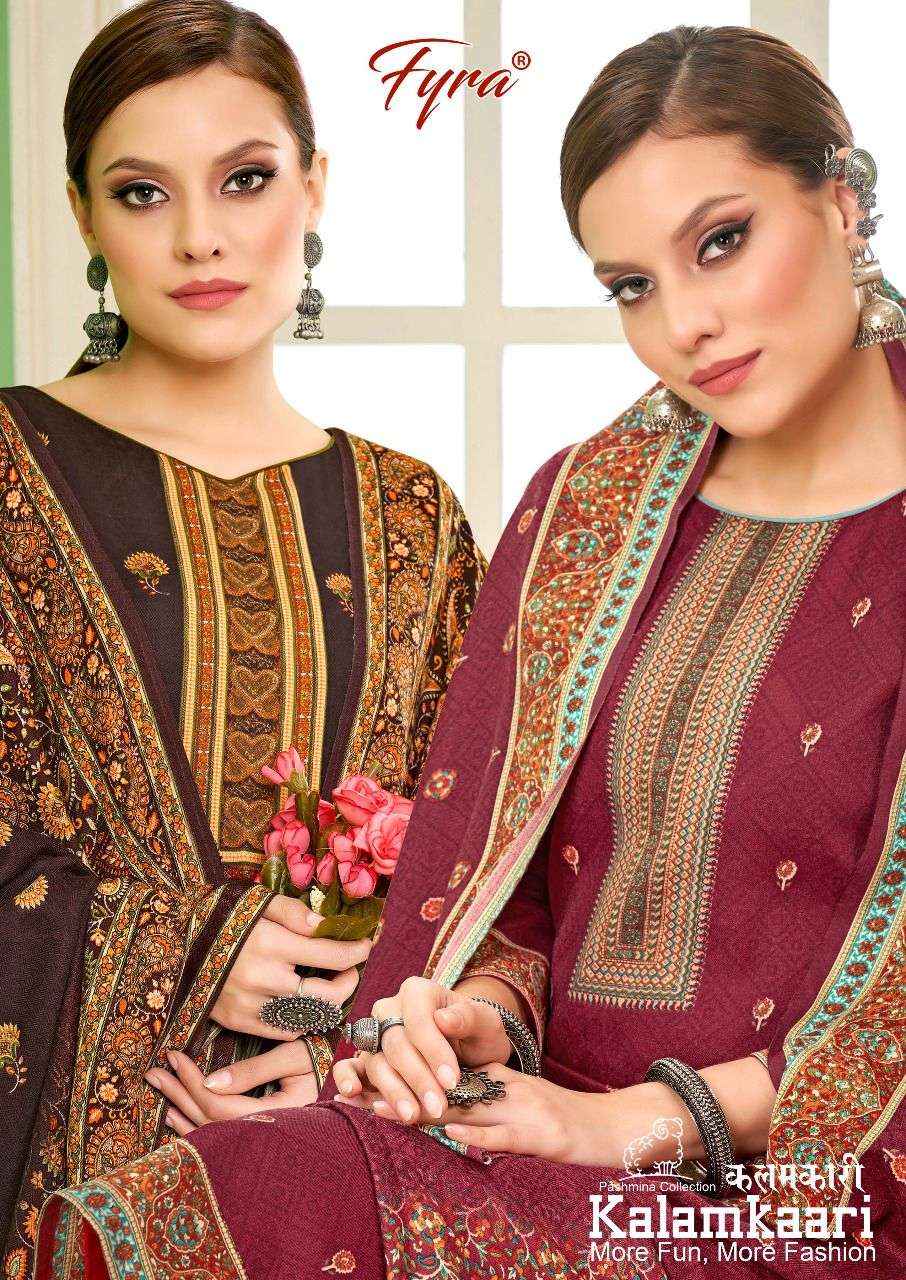 KALAMKAARI BY FYRA 935-001 TO 935-008 SERIES PASHMINA EMBROIDERY WORK DRESSES