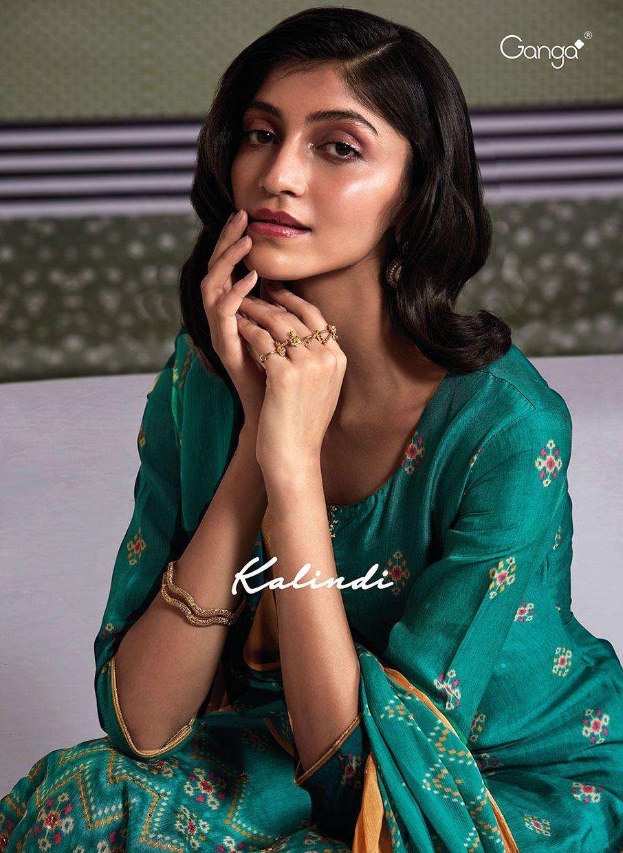 KALINDI BY GANGA FASHION 1187 TO 1192 SERIES SILK HEAVY WORK DRESSES