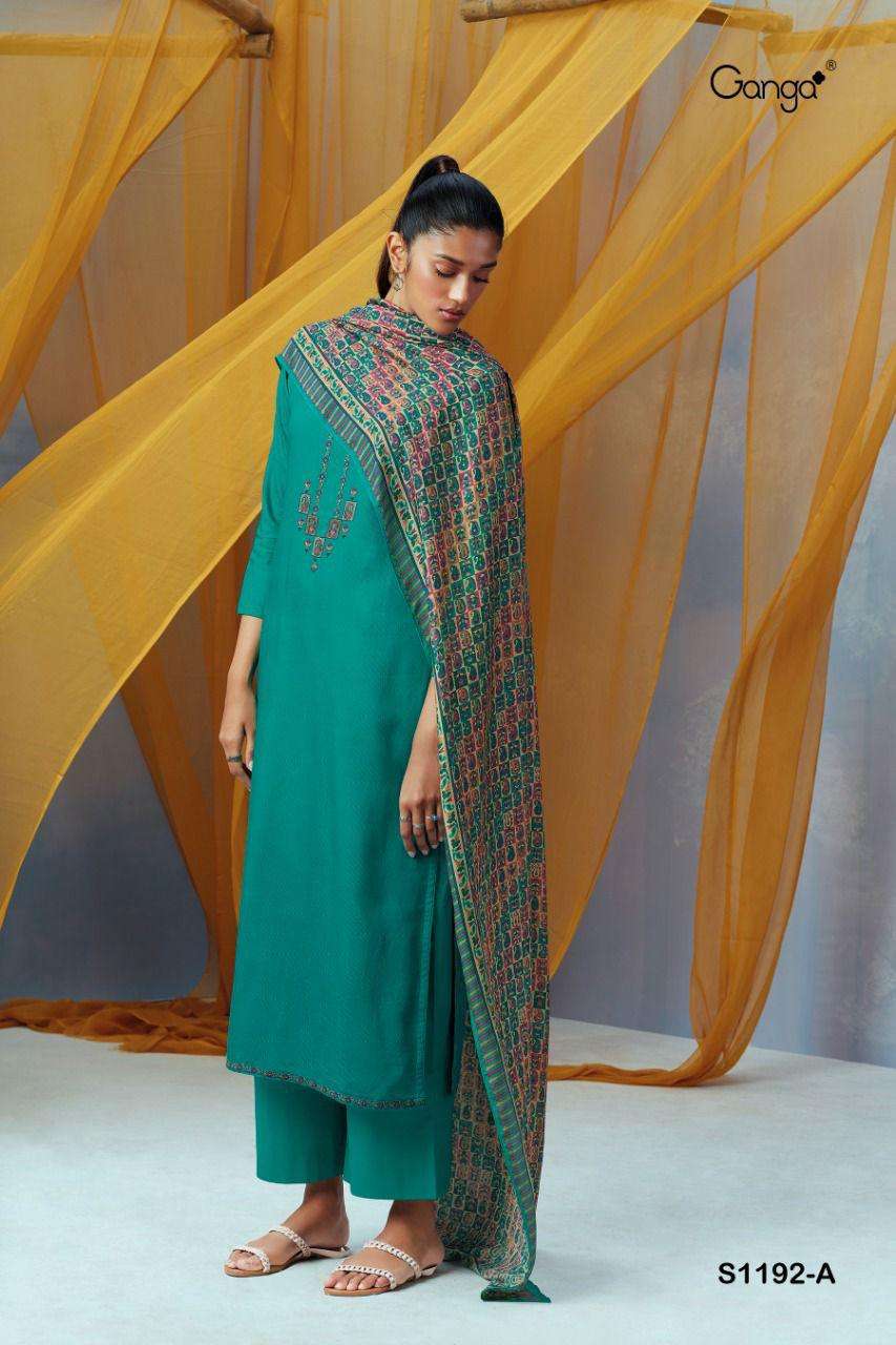 KEYA 1192 BY GANGA FASHION 1192-A TO 1192-D SERIES PASHMINA EMBROIDERY DRESSES