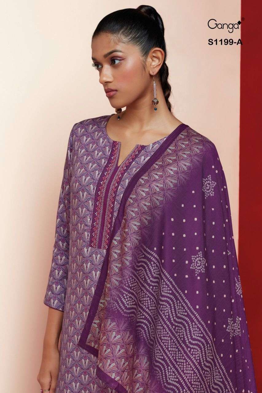 KEYA 1199 BY GANGA FASHION 1199-A TO 1199-D SERIES PASHMINA EMBROIDERY DRESSES