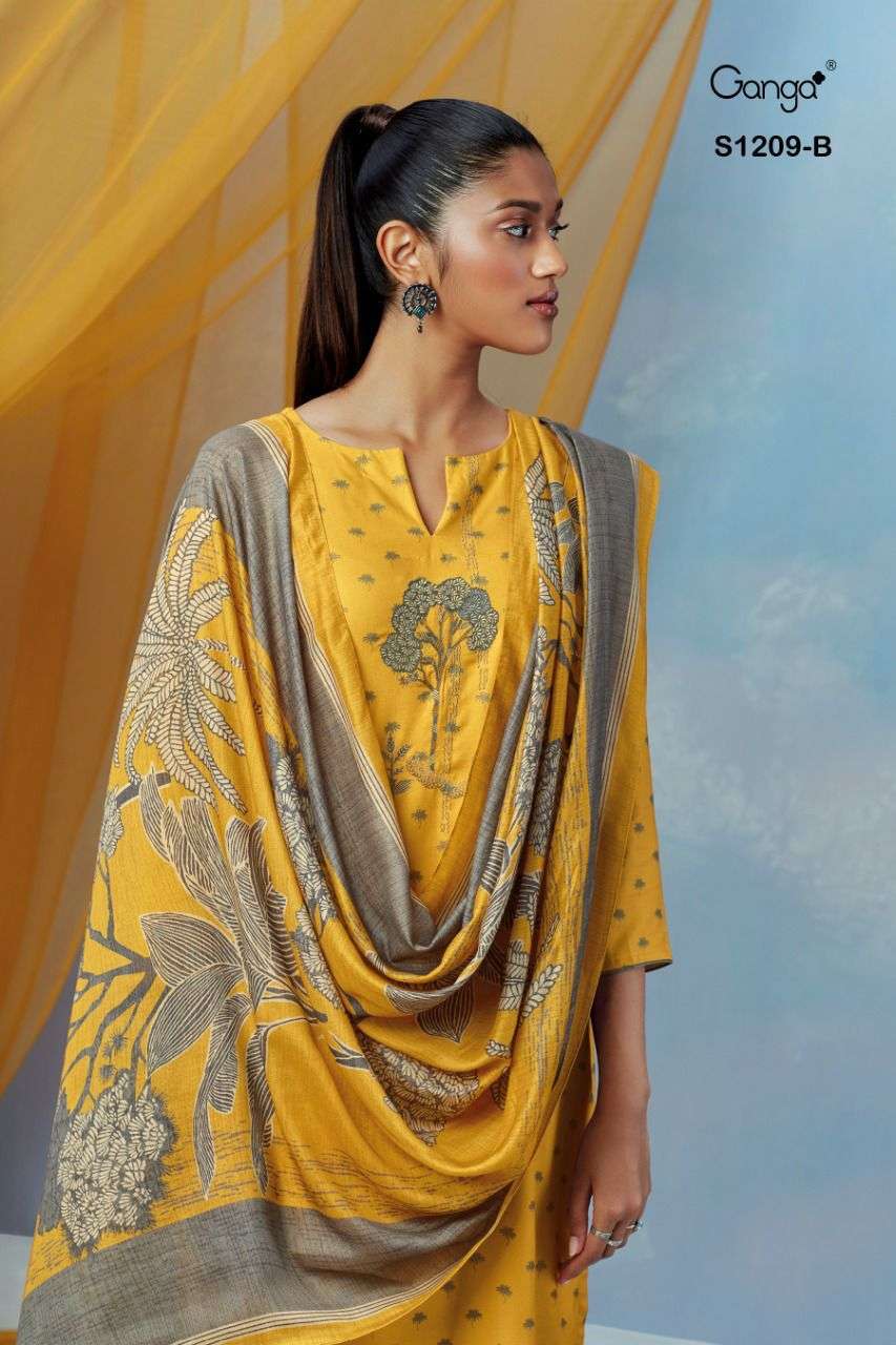 KEYA 1209 BY GANGA FASHION 1209-A TO 1209-D SERIES PASHMINA EMBROIDERY DRESSES