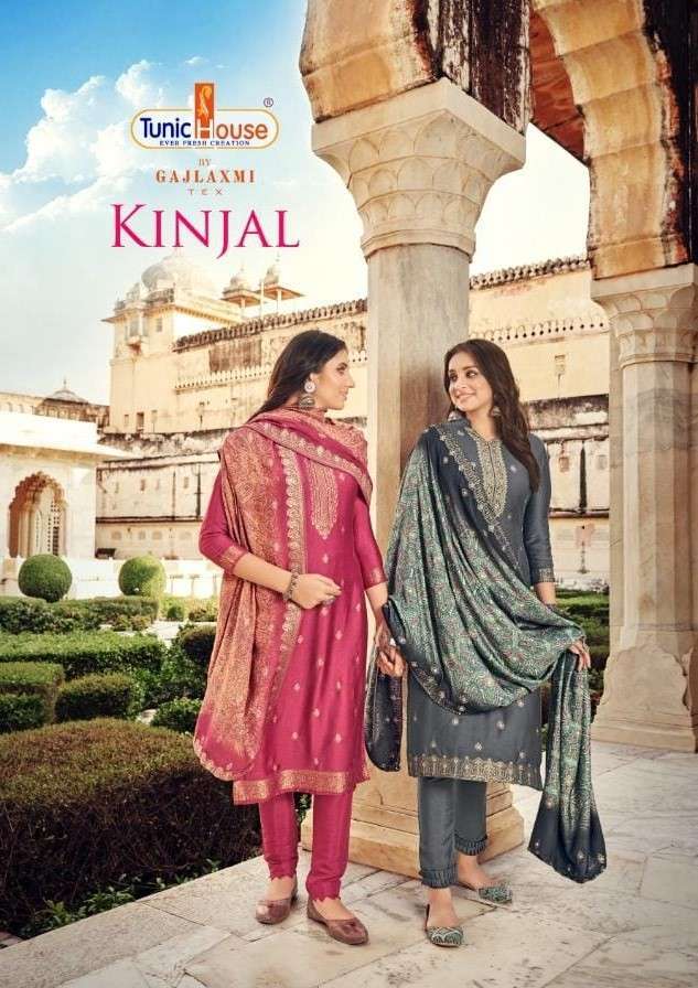 KINJAL BY TUNIC HOUSE 3001 TO 3006 SERIES PASHMINA JACQUARD DRESSES