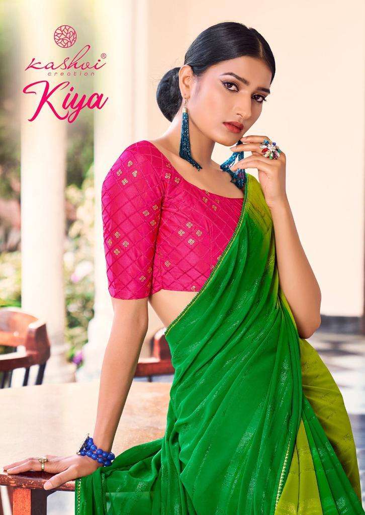 KIYAA BY KASHVI CREATION 2591 TO 2600 SERIES GEORGETTE PRINT SAREES