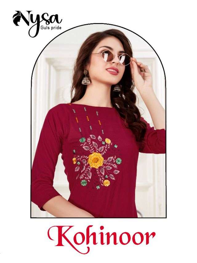 KOHINOOR BY NYSA 1001 TO 1008 SERIES RAYON EMBROIDERY KURTIS