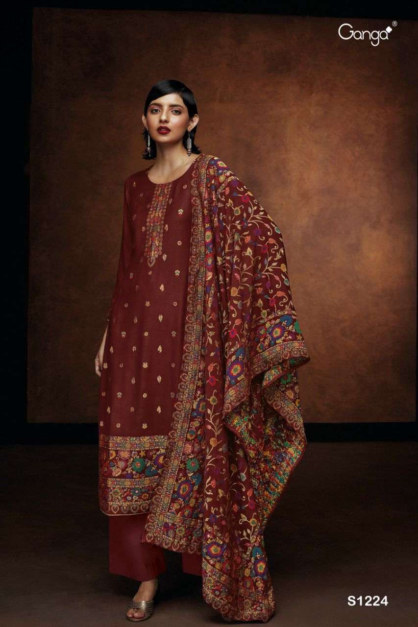 MAHER 1224 BY GANGA FASHION PASHMINA JACQUARD WORK DRESS