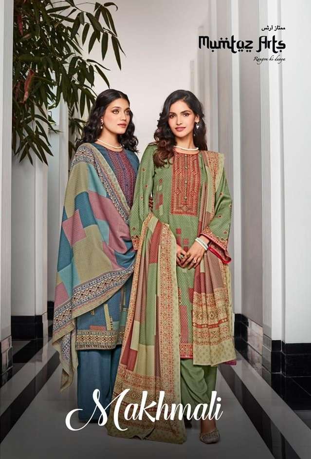 MAKHMALI BY MUMTAZ ARTS 6001 TO 6007 SERIES PASHMINA EMBROIDERY DRESSES