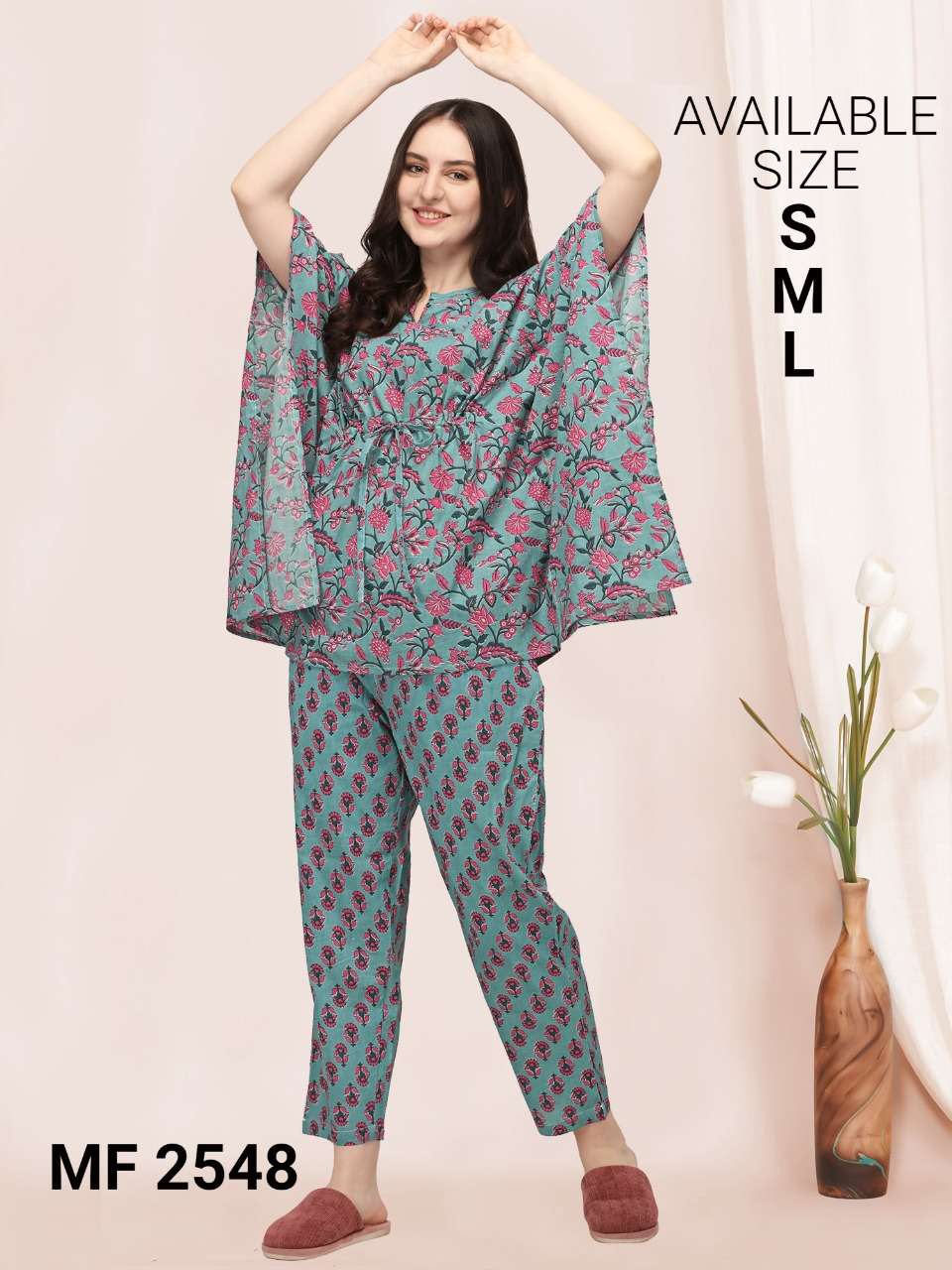 MESMORA NIGHT BY ASLIWHOLESALE KHADI PRINT NIGHT SUITS