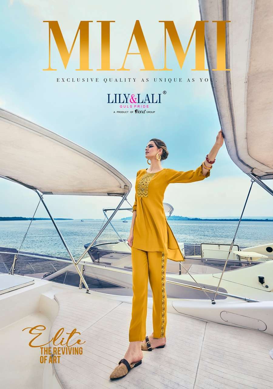 MIAMI BY LILY & LALI 10301 TO 10306 SERIES SILK EMBROIDERY TOPS & PANTS