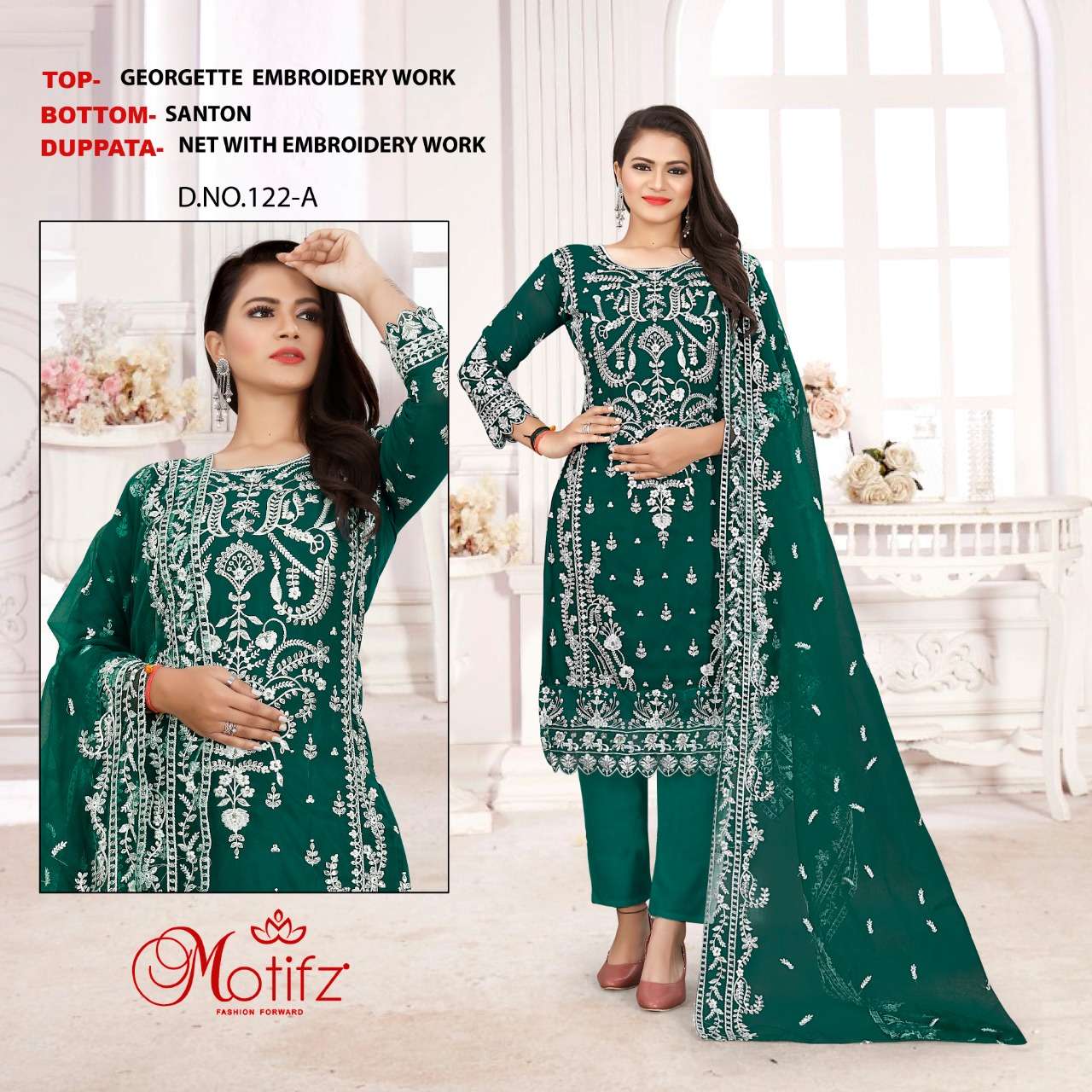 MOTIFZ 122 HITS BY ASLIWHOLESALE GEORGETTE EMBROIDERY DRESSES