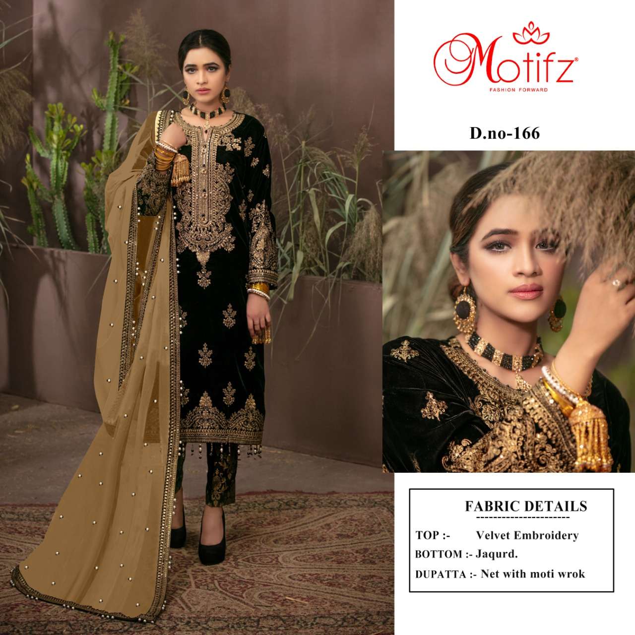 MOTIFZ 166 HIT DESIGN BY ASLIWHOLESALE VELVET EMBROIDERY DRESSES