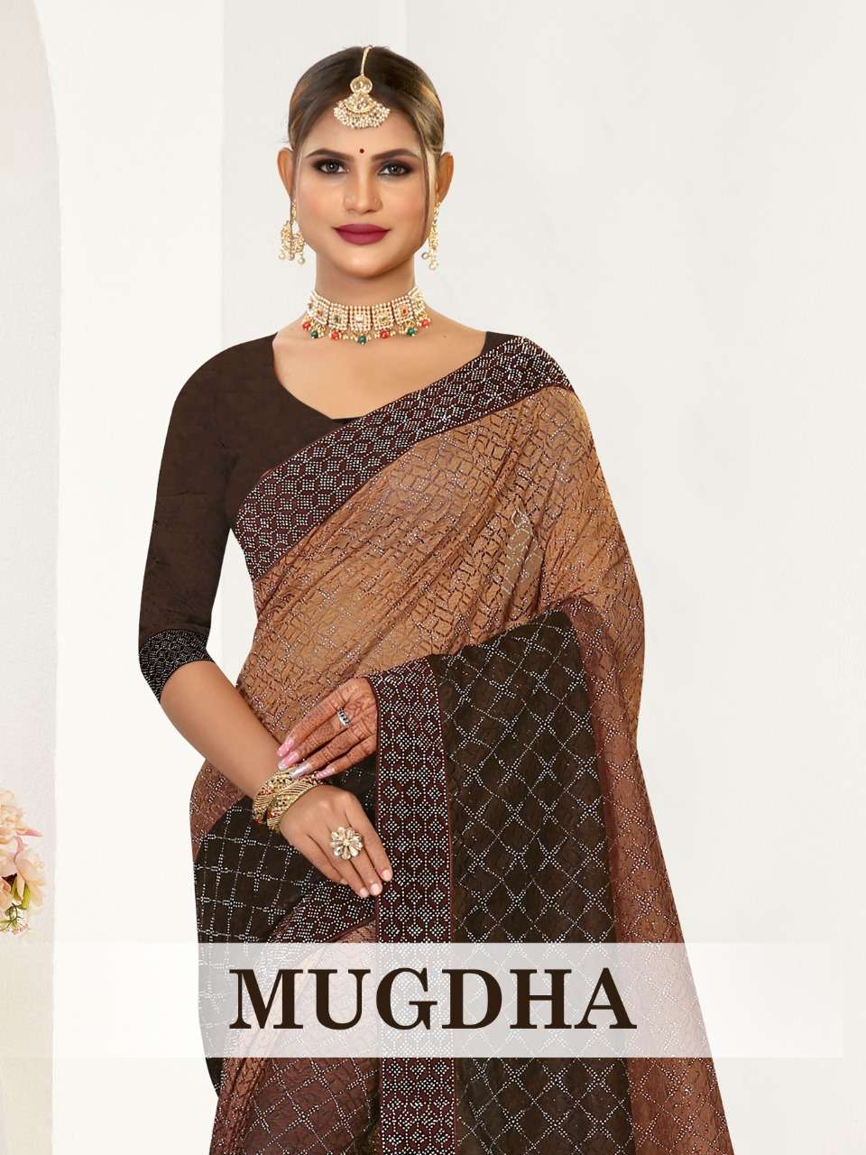 MUGDHA BY RONISHA FASHION DESIGNER LYCRA DIAMOND WORK SIROWSKI SAREES