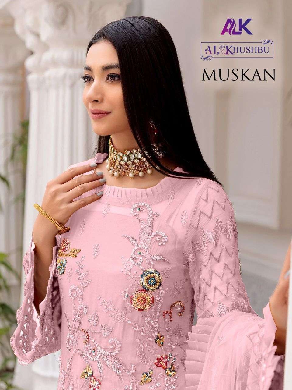 MUSKAN VOL-1 BY AL KHUSHBU 2047 TO 2050 SERIES GEORGETTE EMBROIDERY DRESSES