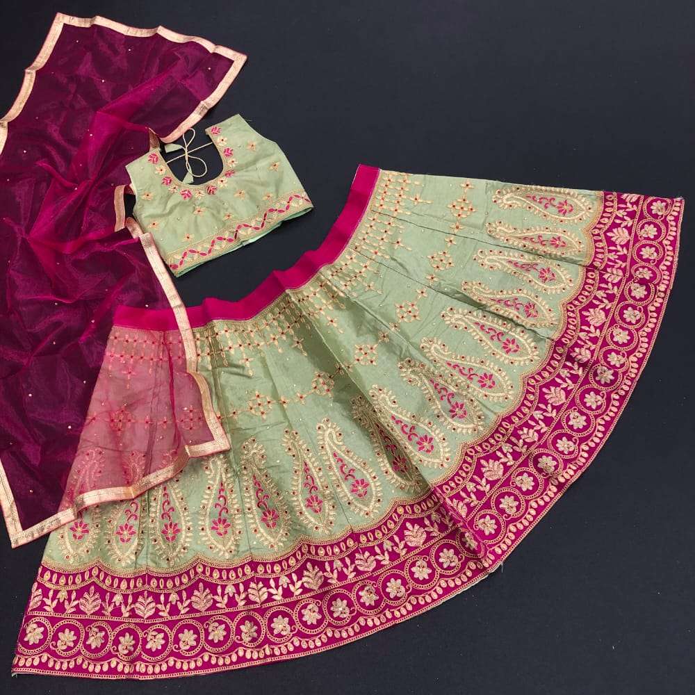 NIBKA VOL-2 BY ASLIWHOLESALE NET HEAVY EMBROIDERY KIDS LEHENGAS