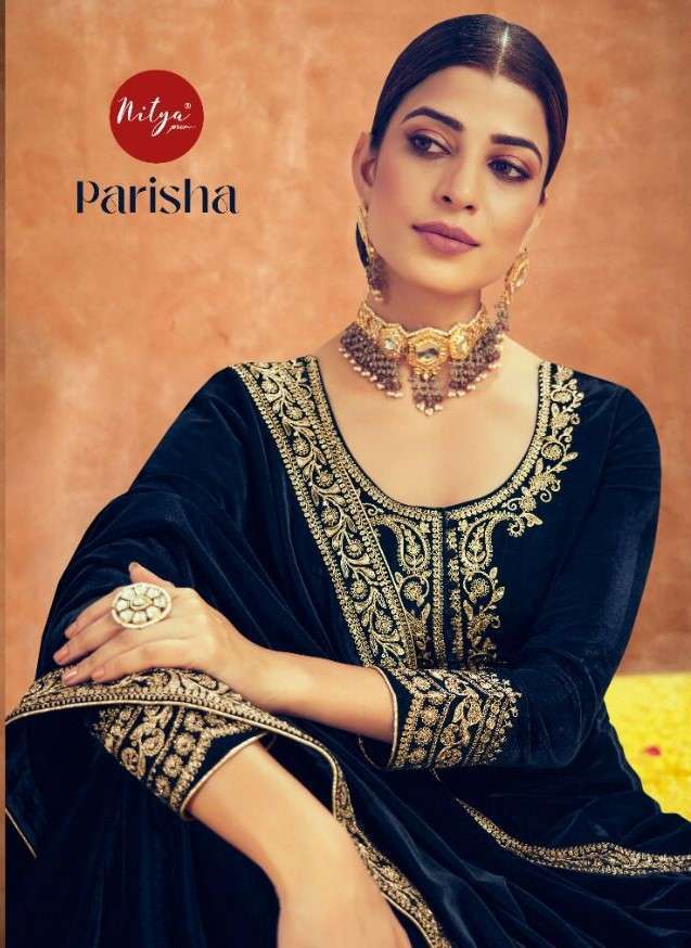 NITYA PARISHA BY LT FABRICS 5100-A TO 5100-E SERIES VELVET EMBROIDERY ANARKALI DRESSES