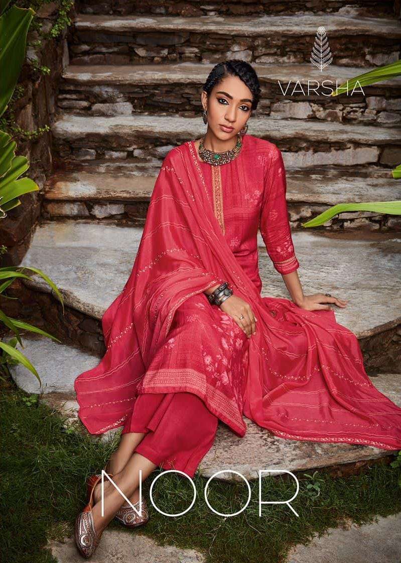 NOOR BY VARSHA 01 TO 04 SERIES PASHMINA PRINT EMBROIDERY DRESSES