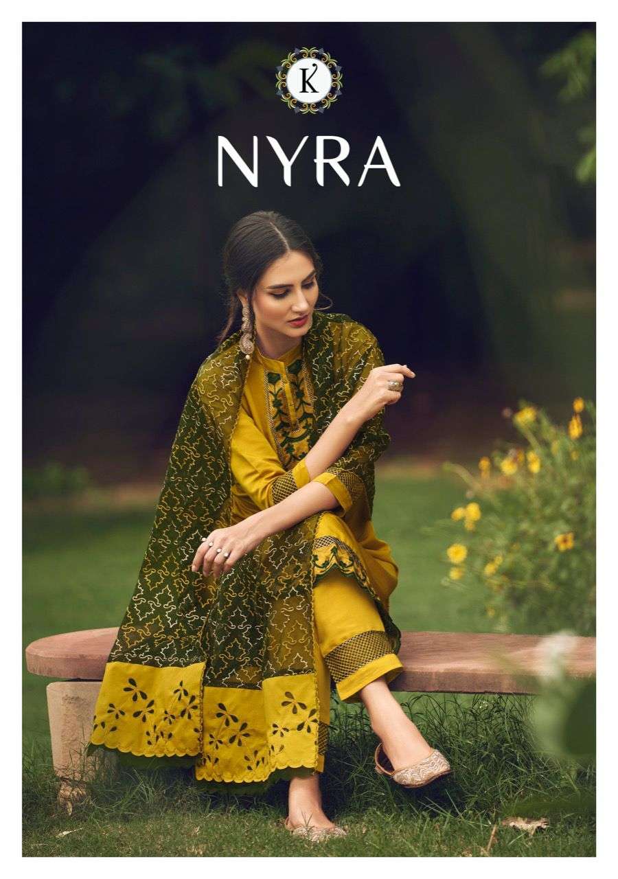 NYRA BY KALKI FASHION 34001 TO 34006 SERIES PURE SILK EMBROIDERY STITCHED DRESSES