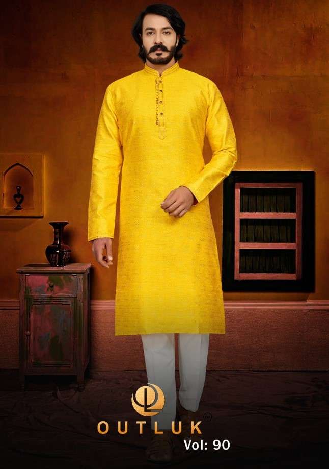 OUTLUK VOL-90 BY OUTLUK 90001 TO 90007 SERIES JACQUARD MENS KURTAS WITH PAJAMA