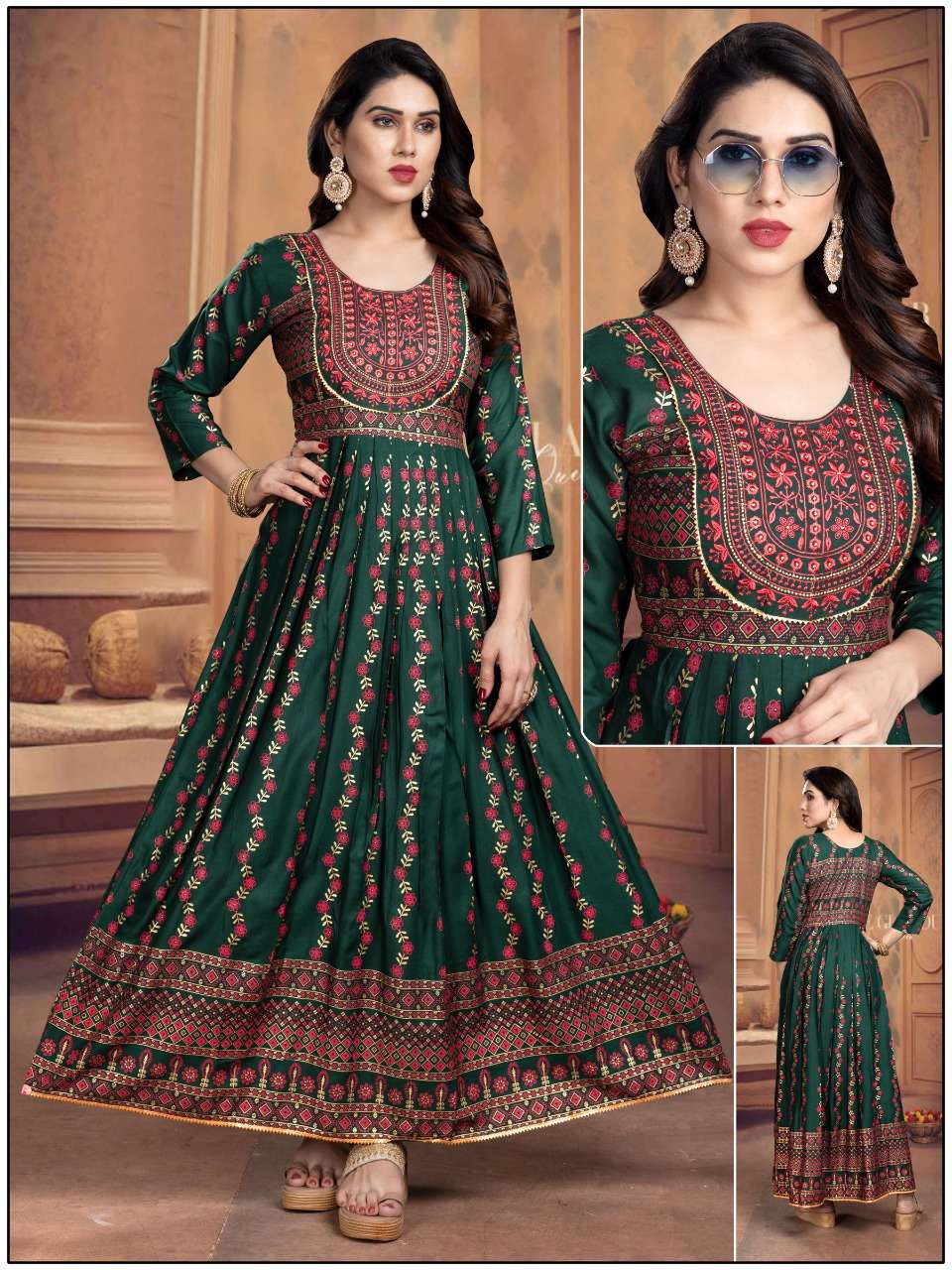 PARAM BY ASLIWHOLESALE DESIGNER RAYON EMBROIDERY GOWNS