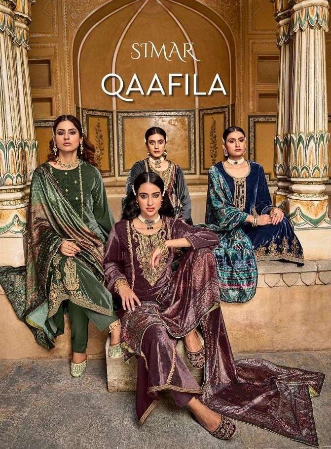 QAAFILA BY SIMAR 5031 TO 5036 SERIES VELVET EMBROIDERY DRESSES