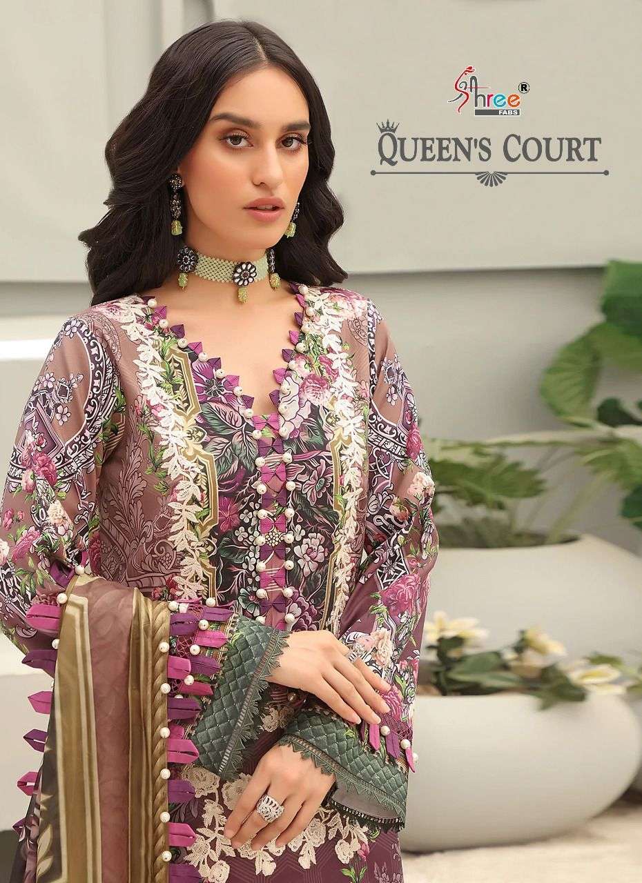 QUEEN COURT BY SHREE FABS 2422 TO 2426 SERIES COTTON EMBROIDERY PAKISTANI DRESSES