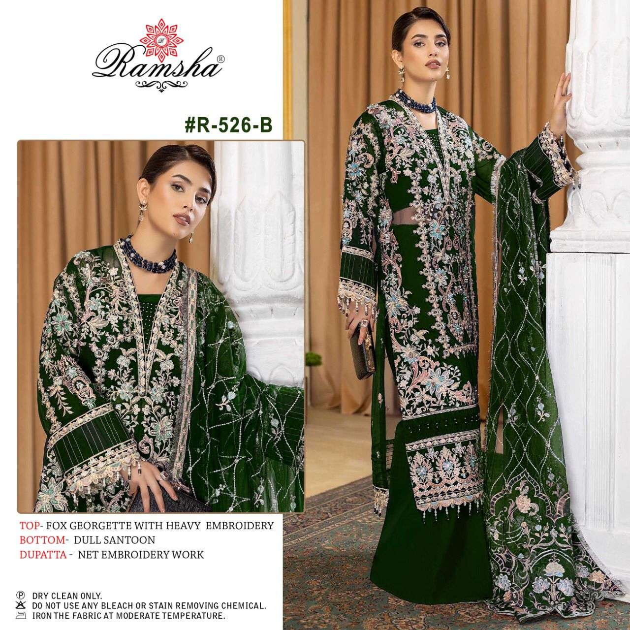 R-526 NX BY RAMSHA 526-A TO 526-D SERIES FAUX GEORGETTE EMBROIDERY PAISTANI DRESSES