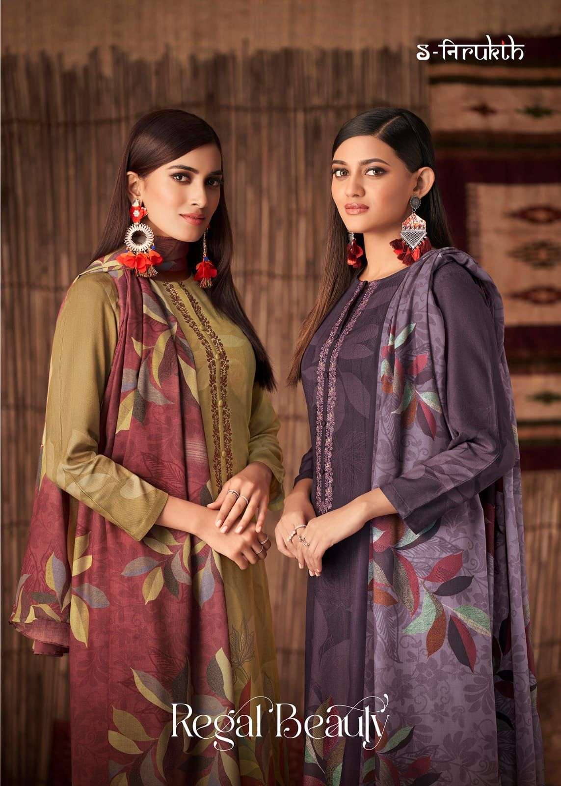 REGAL BEAUTY BY S-NIRUKTH PASHMINA PRINT EMBROIDERY DRESSES