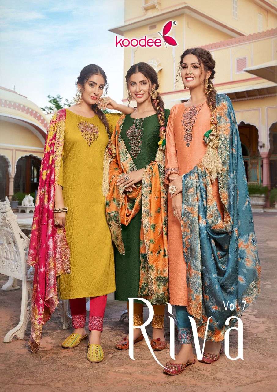 RIVA VOL-7 BY KOODEE 7001 TO 7006 SERIES VISCOSE EMBROIDERY STITCHED DRESSES