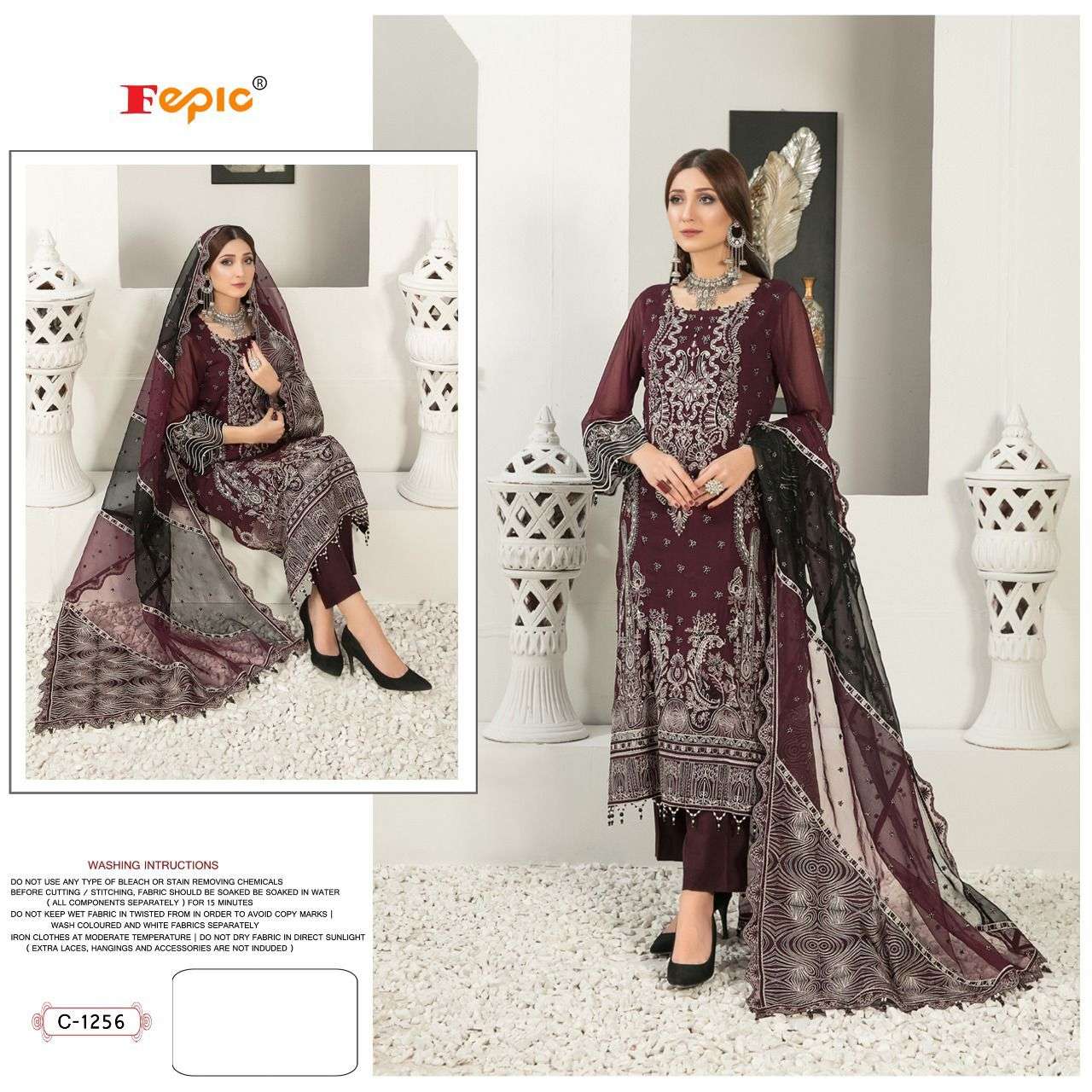 ROSEMEEN C-1256 BY FEPIC GEORGETTE EMBROIDERY PAKISTANI DRESS