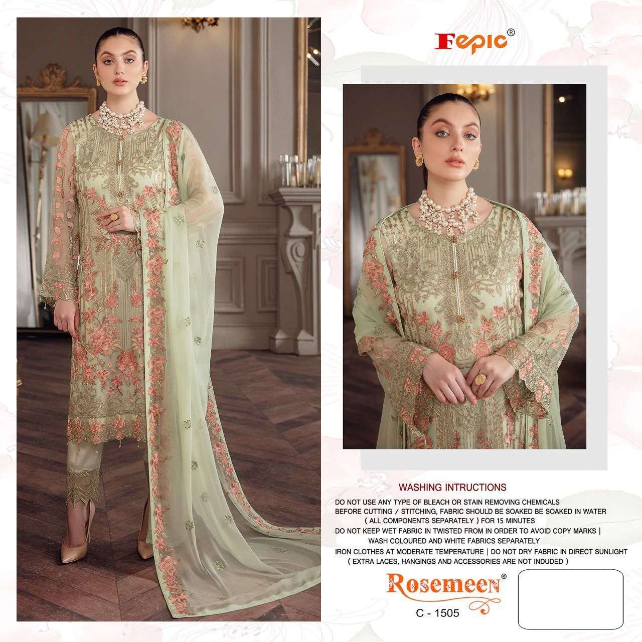 ROSEMEEN C-1505 BY FEPIC GEORGETTE EMBROIDERY PAKISTANI DRESS