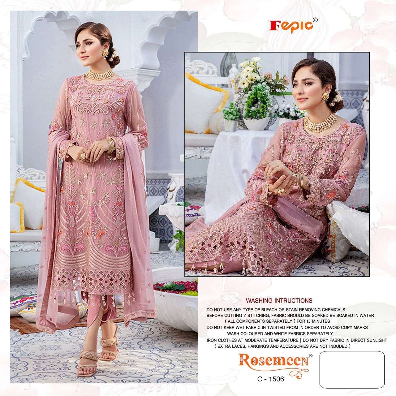 ROSEMEEN C-1506 BY FEPIC GEORGETTE EMBROIDERY PAKISTANI DRESS