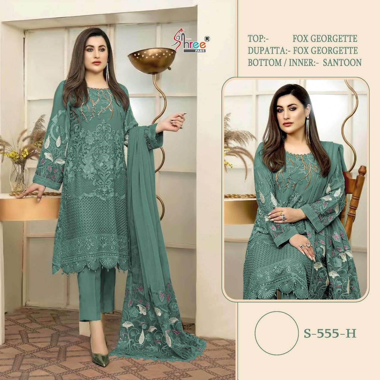 S-555 COLOURS BY SHREE FABS 555-E TO 555-H SERIES FAUX GEORGETTE DRESSES