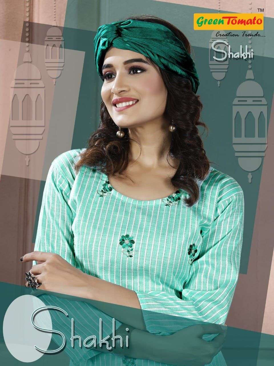 SAKHI BY GREEN TOMATO 01 TO 08 SERIES DESIGNER JARI LINEN STITCHED DRESSES