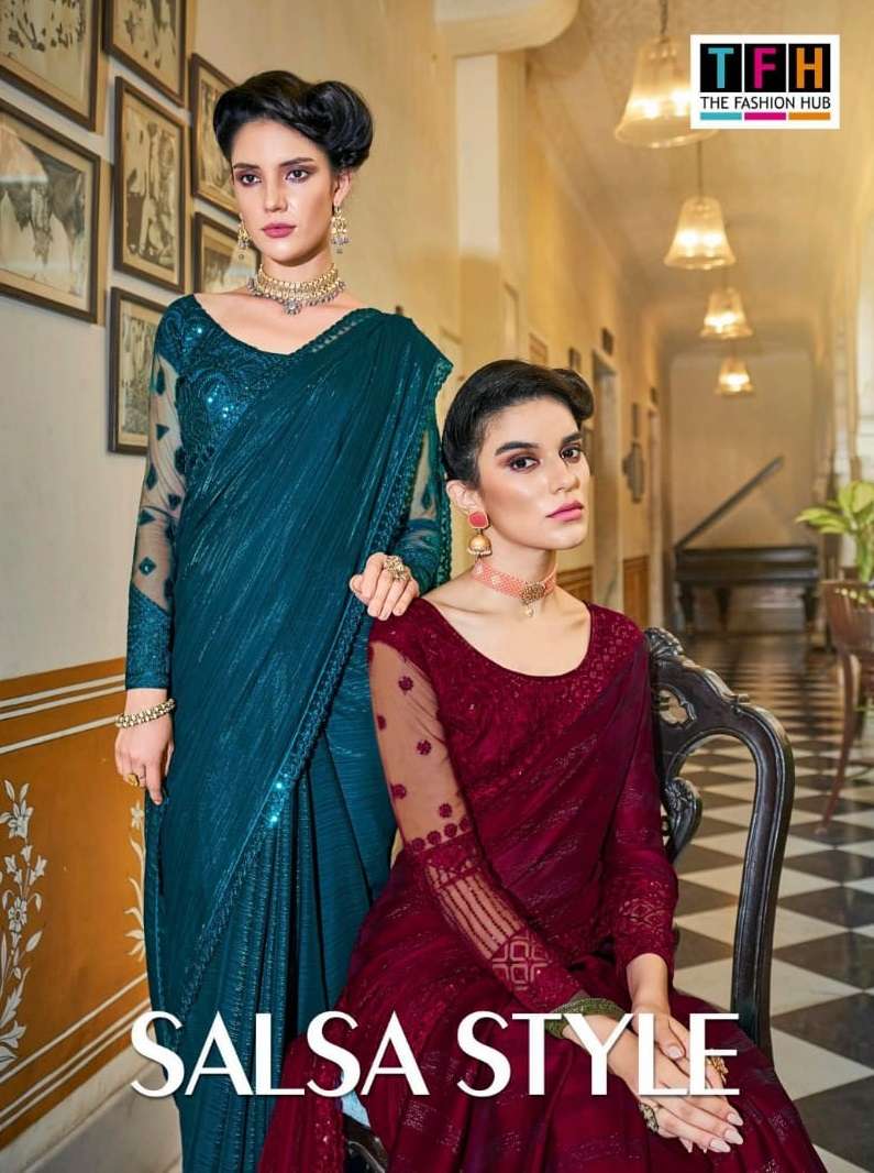 SALSA STYLE BY TFH 7401 TO 7414 SEIRES DESIGNER FANCY SILK SAREES