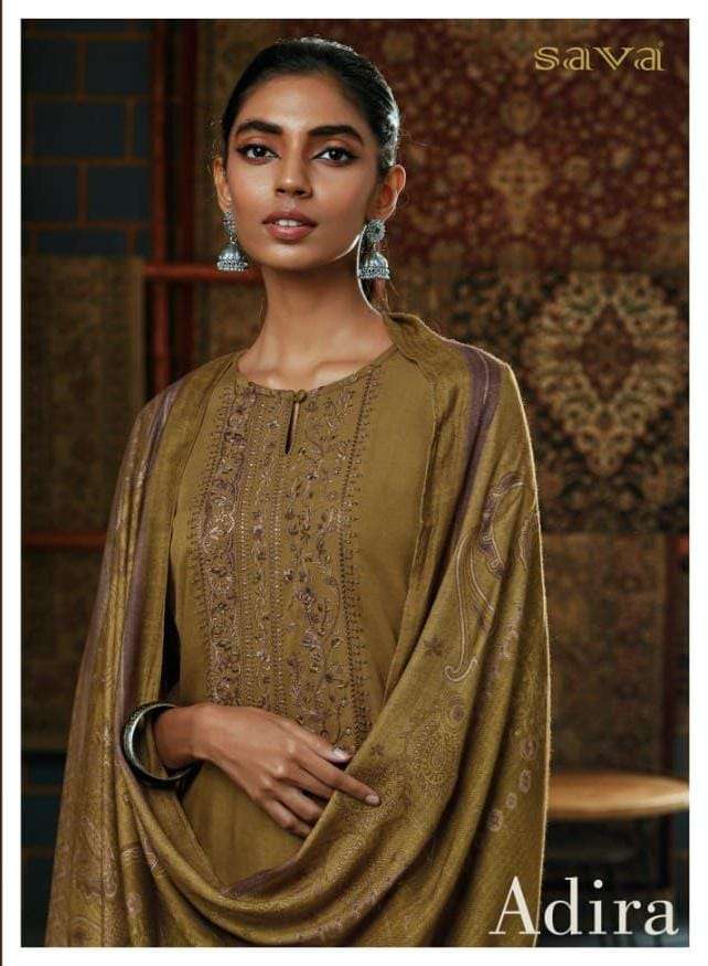 SAVA ADIRA BY ASLIWHOLESALE 1401 TO 1407 SERIES PASHMINA EMBROIDERY DRESSES