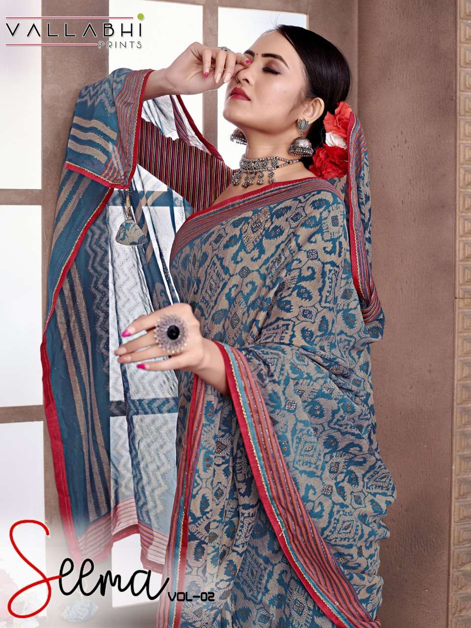 SEEMA VOL-2 BY VALLABHI PRINTS 83845 TO 83852 SERIES GEORGETTE FOIL PRINT SAREES