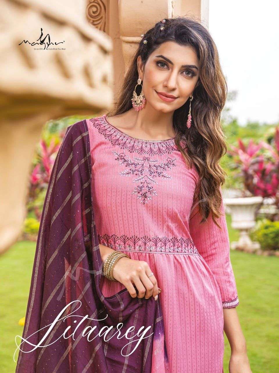 SITAAREY BY MAYUR 101 TO 106 SERIES RAYON HAND WORK STITCHED DRESSES