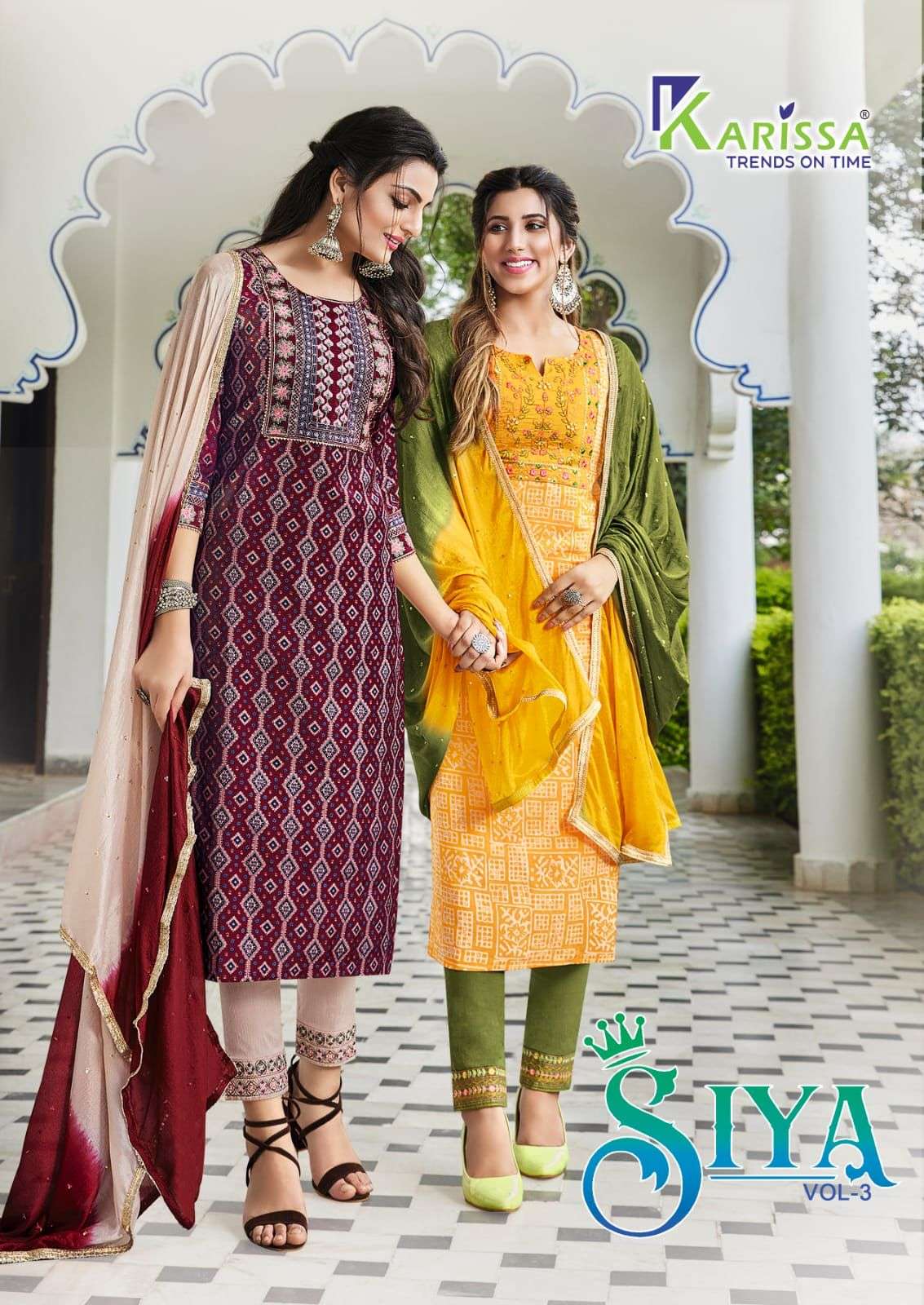 SIYA VOL-3 BY KARISSA 3001 TO 3005 SERIES MODAL SILK WORK STITCHED DRESSES