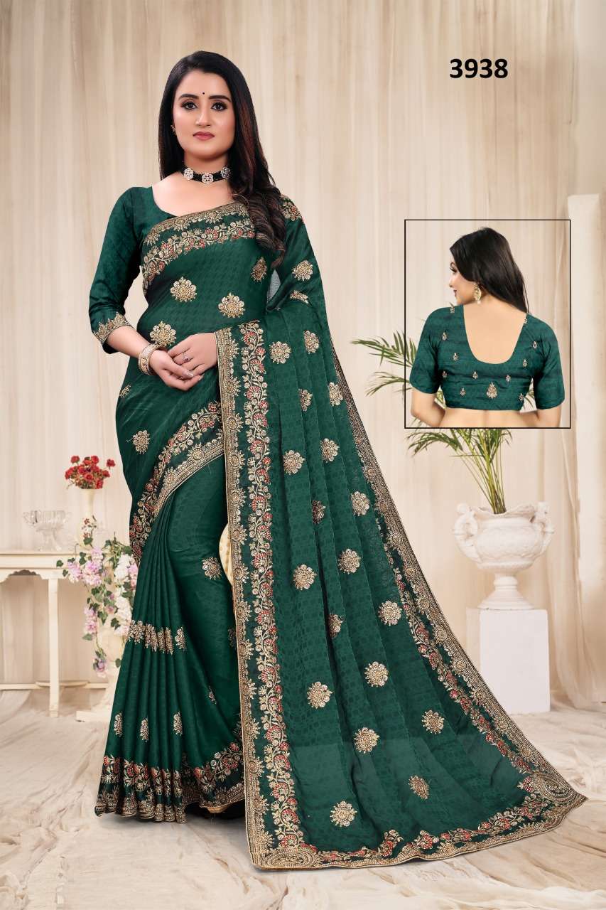 STR-3938 BY ASLIWHOLESALE DESIGNER SILK EMBROIDERY SAREES