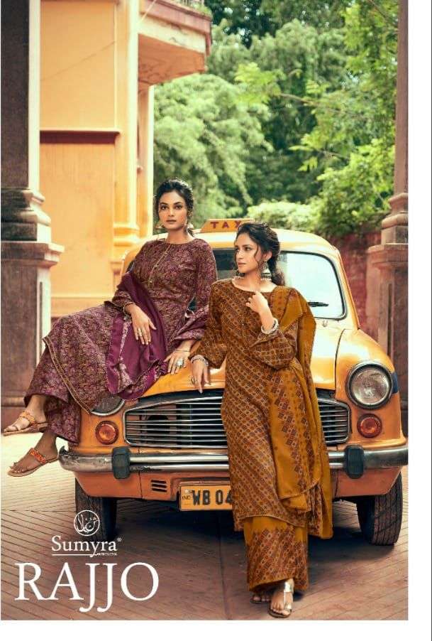 SUMYRA RAJJO BY RADHIKA FASHION 35001 TO 35008 SERIES PASHMINA PRINT DRESSES