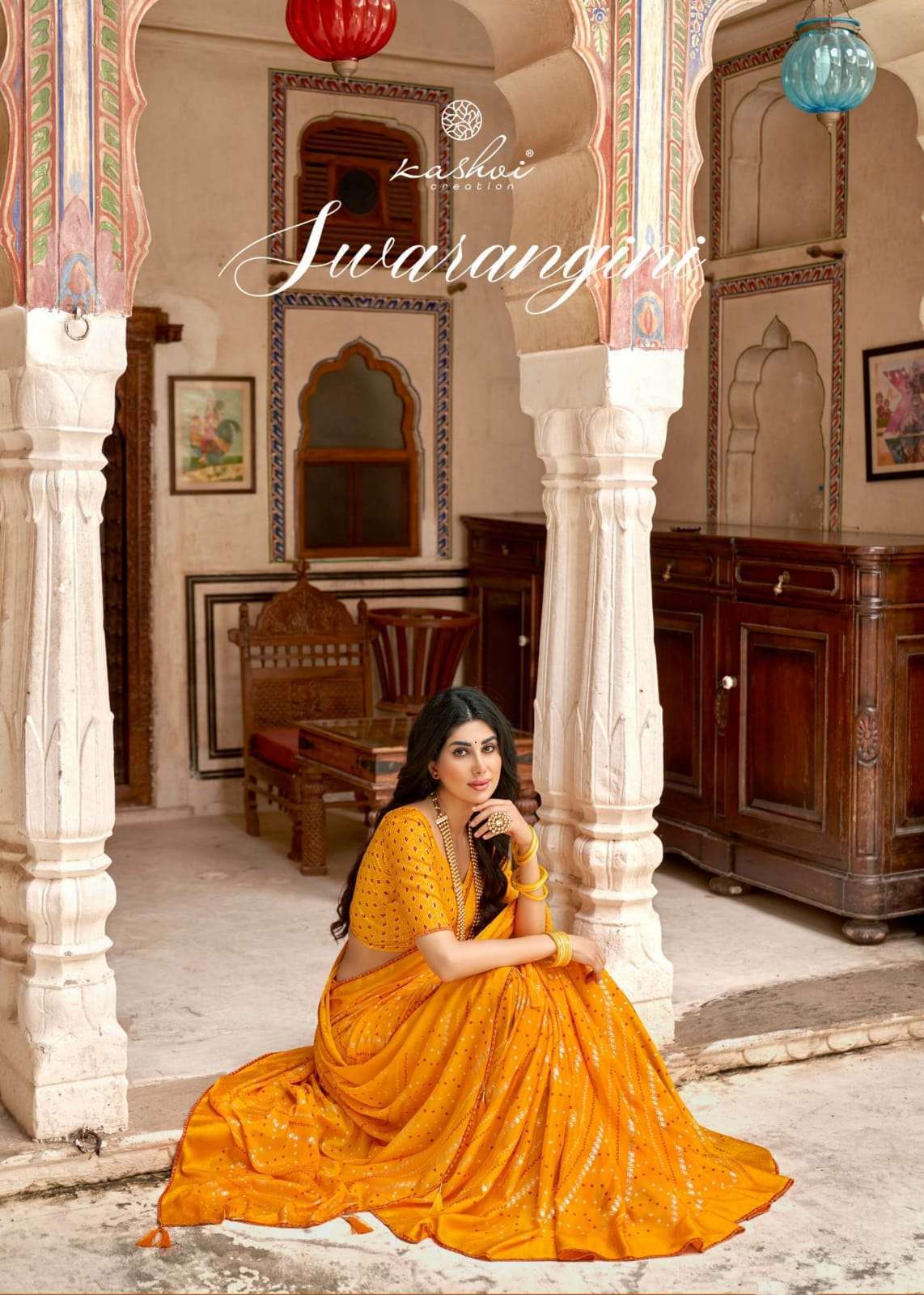 SWARANGINI BY KASHVI CREATION 78001 TO 78010 SERIES DESIGNER CHINON SAREES