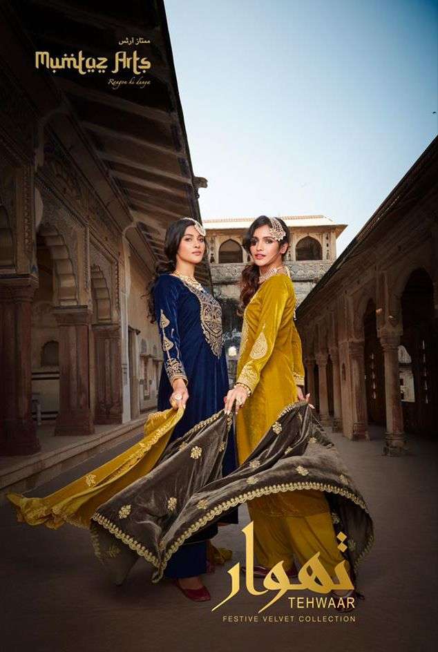 TEHWAAR BY MUMTAZ ARTS 9007 TO 9007 SERIES VELVET EMBROIDERY DRESSES