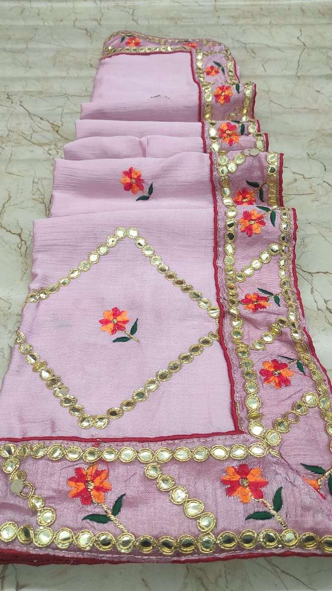 TEJAS BY ASLIWHOLESALE CHINON SILK EMBROIDERY SAREES