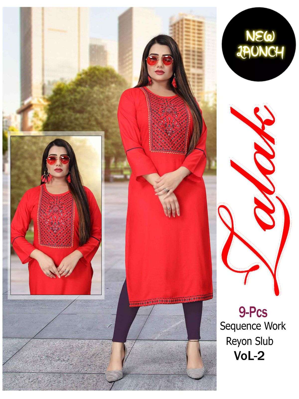 ZALAK VOL-2 BY ASLIWHOLESALE 01 TO 09 SERIES RAYON EMBROIDERY KURTIS