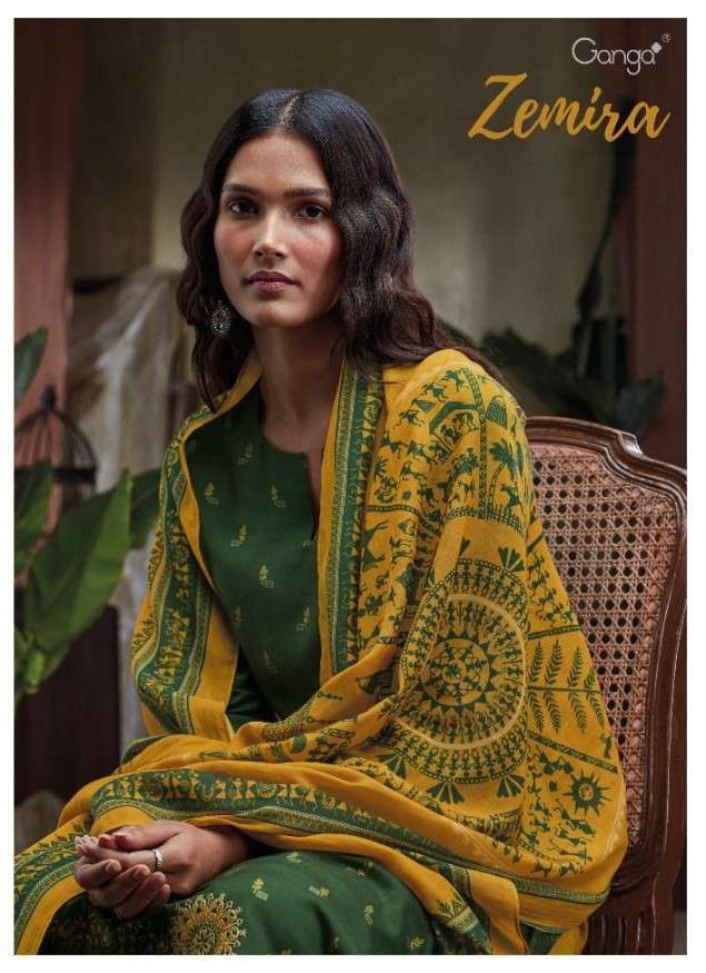 ZEMIRA BY GANGA FASHION 1258 TO 1282 SERIES PASHMINA PRINT EMBROIDERY DRESSES