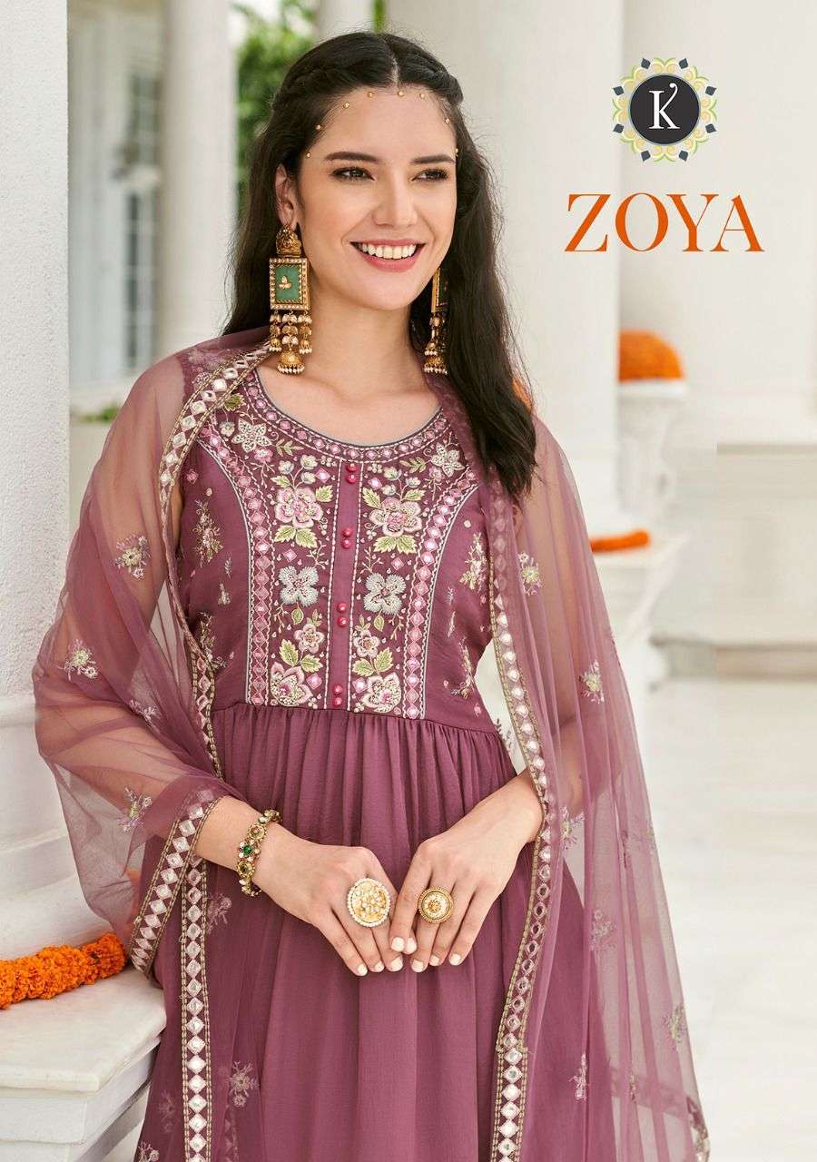 ZOYA BY KALKI FASHION 33001 TO 33004 SERIES VISCOSE SATIN SILK STITCHED DRESSES