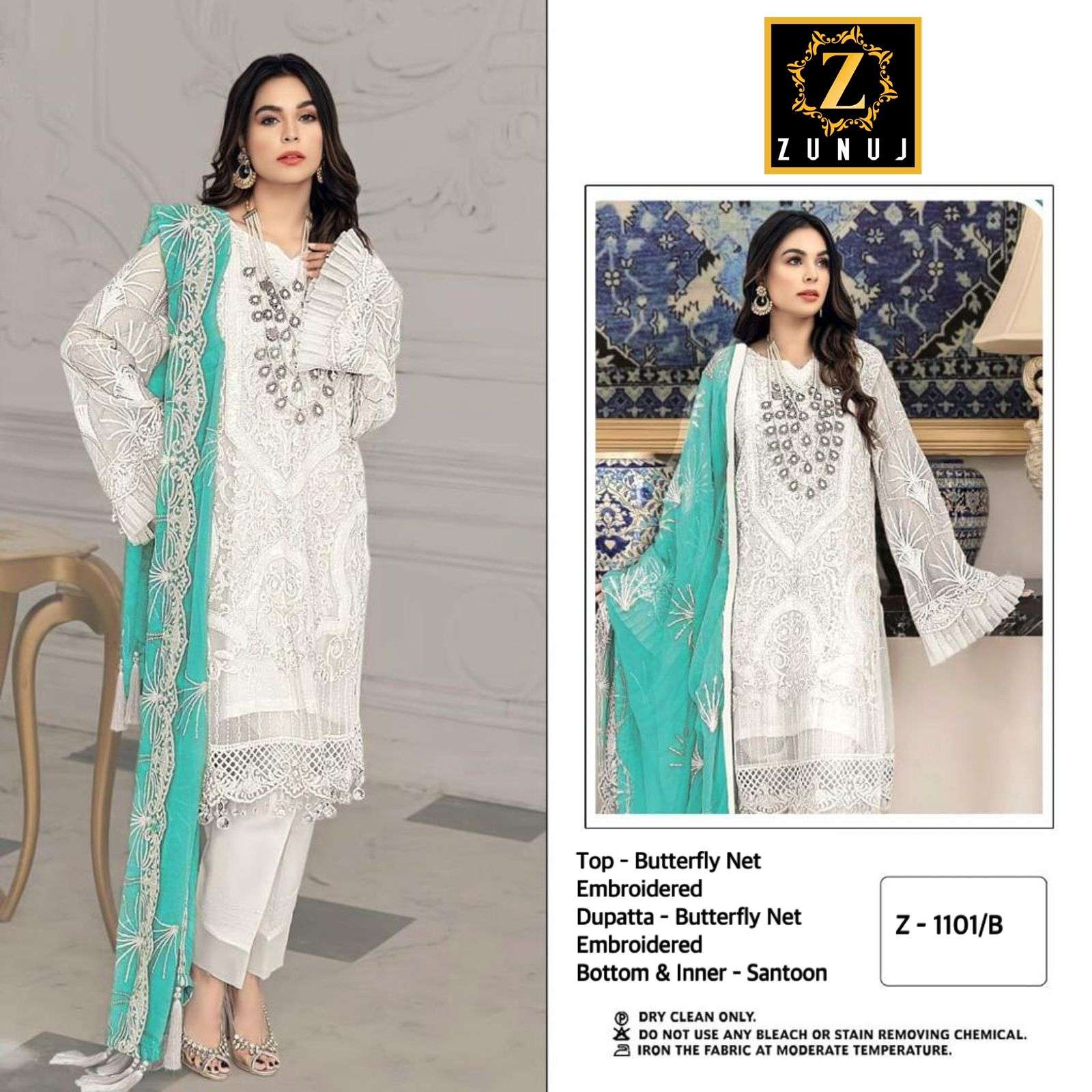 ZUNUJ 1101 HIT DESIGN BY ASLIWHOLESALE BUTTERFLY NET EMBROIDERY DRESS